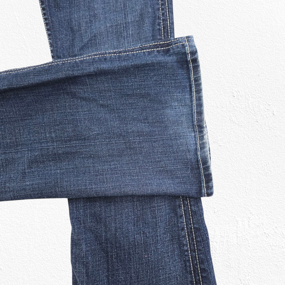 Y2K Hudson Dark Wash Low Rise Flare Jeans Union Jack USA Made 00s Jeans Size 27 - Picture 10 of 12